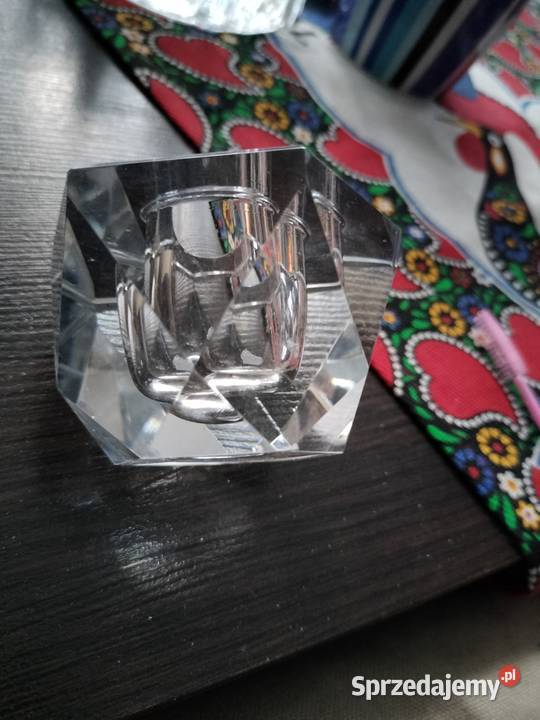 Dwa kryształowe świeczniki zestaw