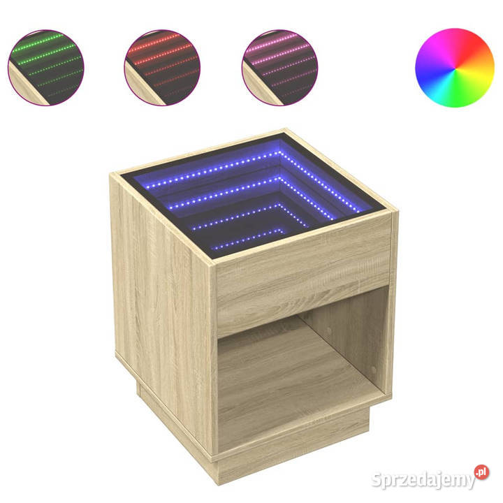 Stolik kawowy z LED Infinity dąb sonoma 40x40x50 mazowieckie sprzedam