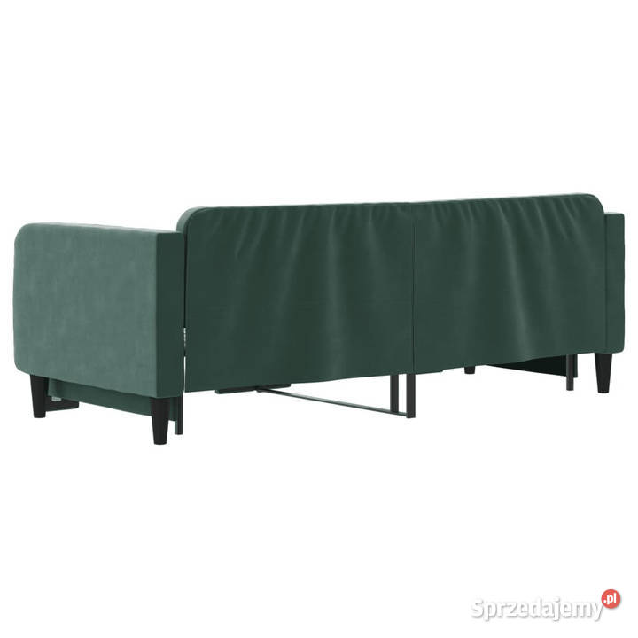 Sofa rozsuwana ciemnozielona aksamit 90x200