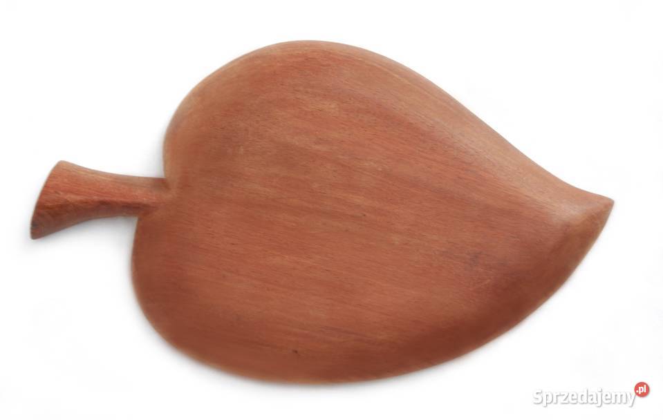 Rzeźbiona patera liść drewno teak lata 70 Lublin sprzedam