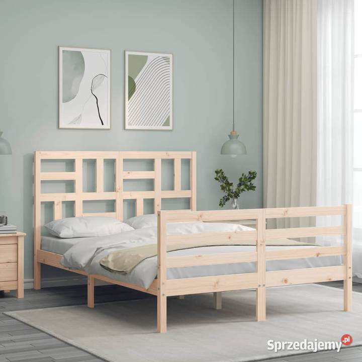 Rama łóżka z wezgłowiem lite drewno 140x200 Warszawa