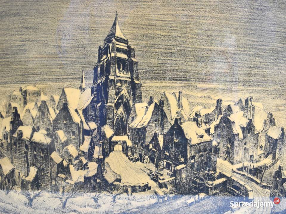 Rycina Sneeuw Edmond van Dooren Belgia lata 20te