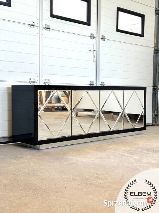 Czarna Komoda Lustrzane romby Glamour 160cm Dom i Ogród Warszawa