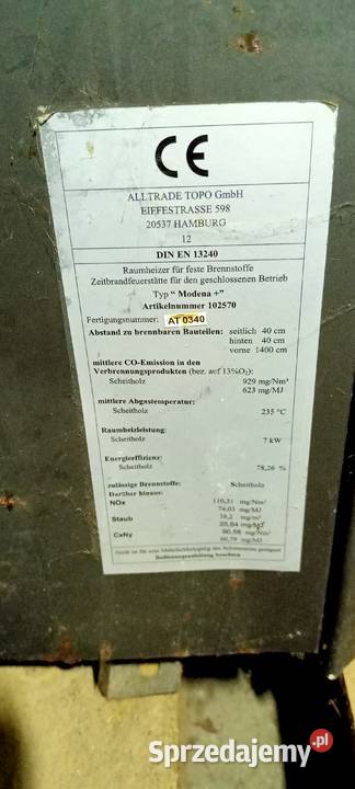 Piec wolnostojący MODENA CONFORTO wielkopolskie Zbąszyń
