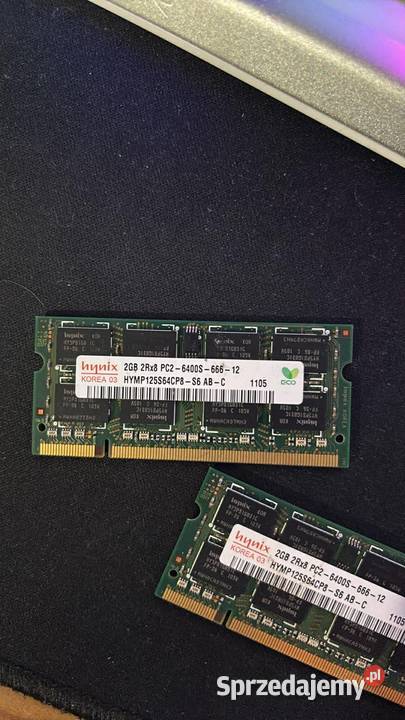 pamięć RAM 2x hynix 2gb 2rx8 pc26400s66612 Elektronika wielkopolskie Konin