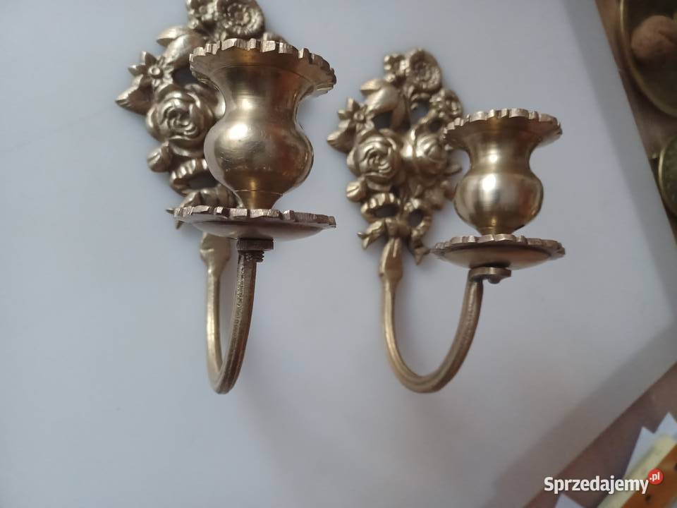 Piękny mosiężny świecznik naścienny Poznań sprzedam