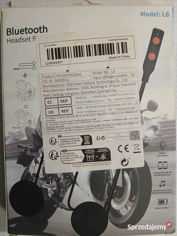 Zestaw głośnomówiący bluetooth do kasku sprzedam