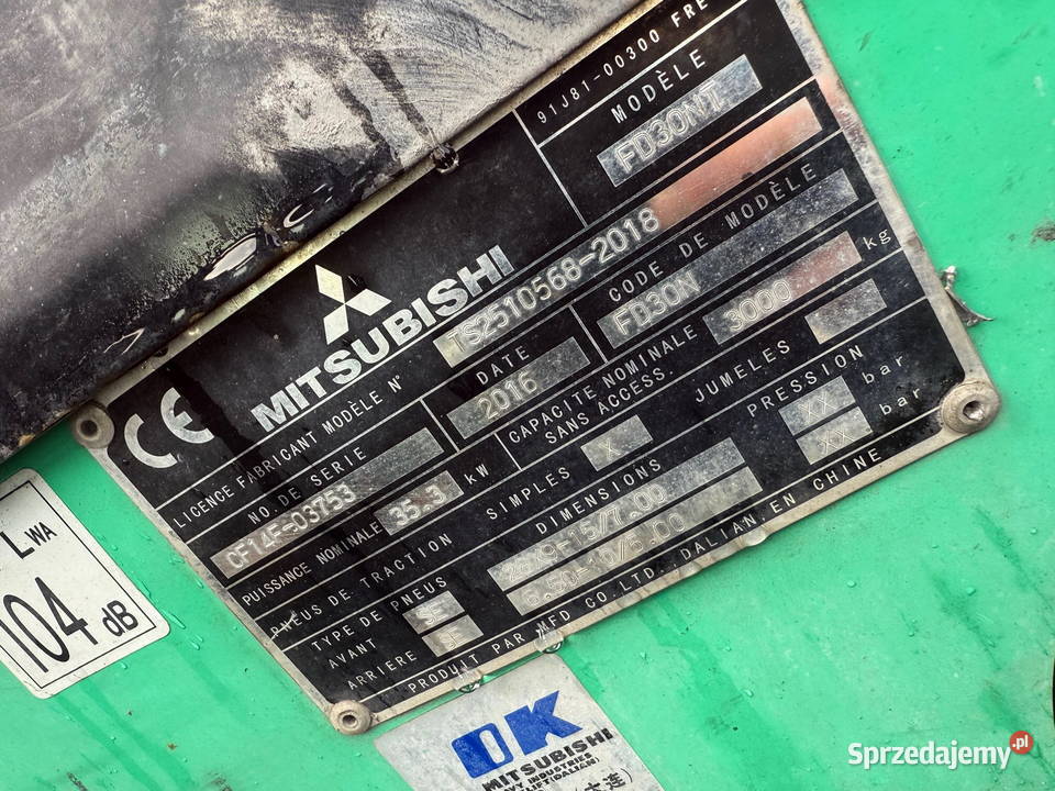 wózek widłowy MITSUBISHI FD30NT diesel S4S 3000 łódzkie Działoszyn