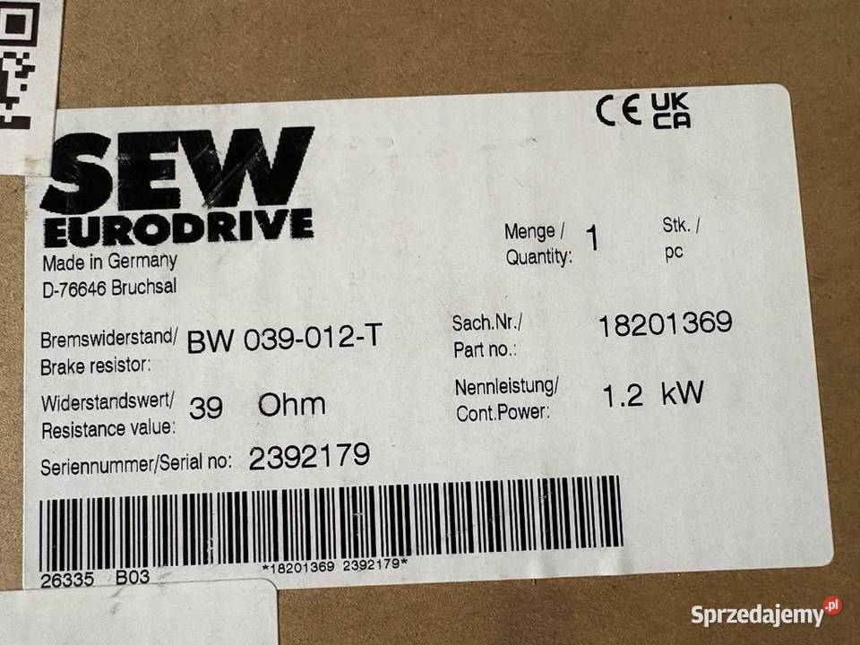 SEW BW 039012T Brake resistor