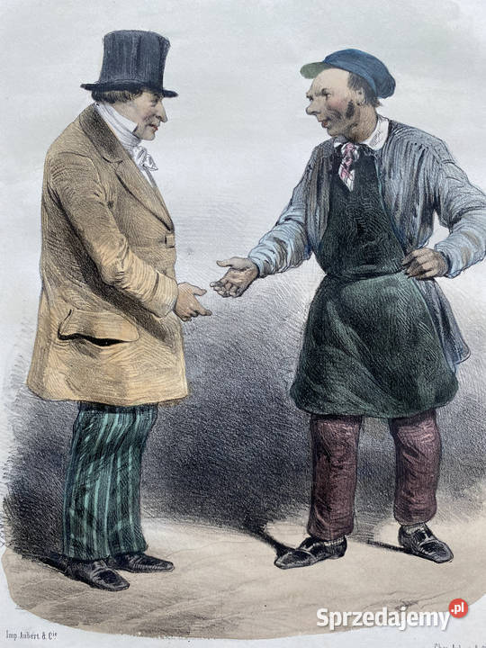 Oryginalna Francuska Litografia XIX w Szewc Antyki Warszawa