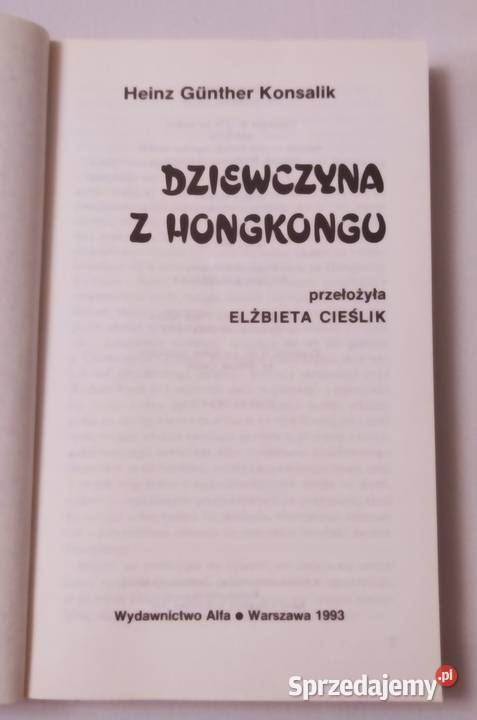 DZIEWCZYNA Z HONGKONGU Heinz Gnther Konsalik Hajnówka sprzedam