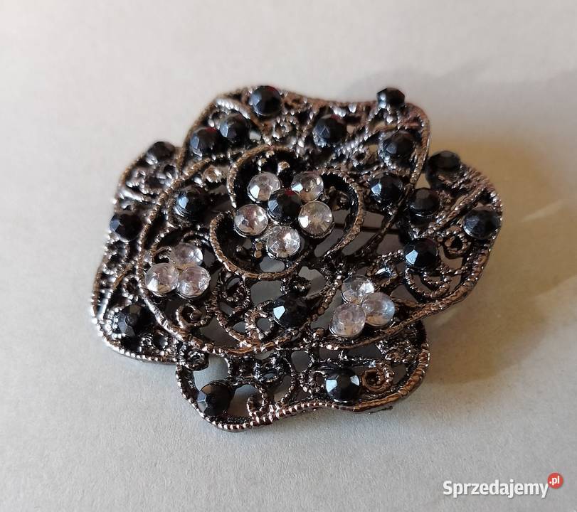BROSZKA z kryształkami postarzane srebro Oborniki sprzedam