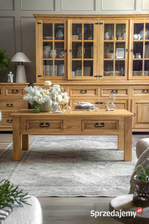 ława drewniana do salonu z szufladkami HACIENDA Maków Podhalański