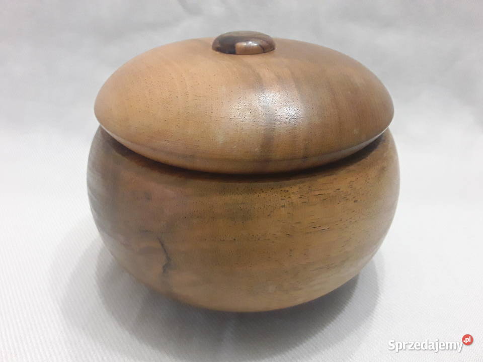 FIGURKA PUZDERKO POJEMNIK DREWNO RZEŻBA CRETE lubelskie Zamość