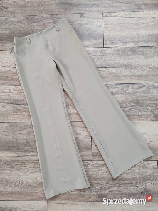 Eleganckie spodnie Beżowe Vintage Dzwony 40 42