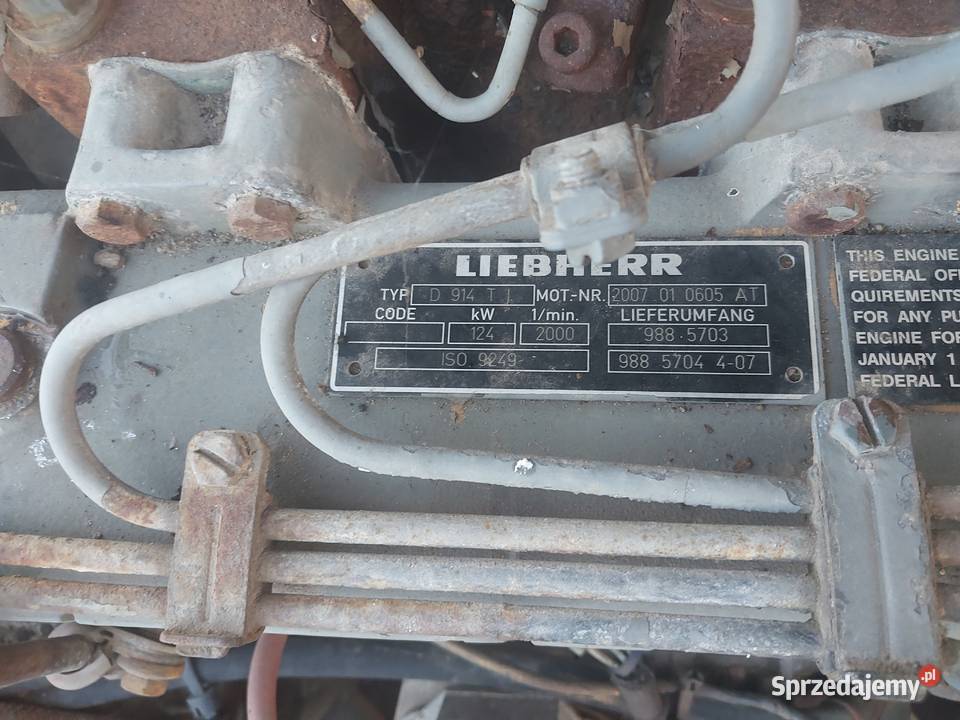 SILNIK LIEBHERR D914TI 124kW KOPARKA LIEBHERR Silnik i osprzęt