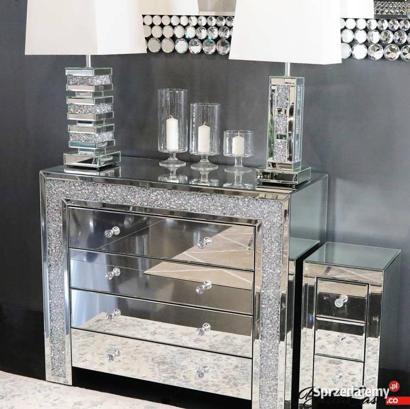 Komoda Szklana Glamour Biurko Toaletka Lustrzana Komody