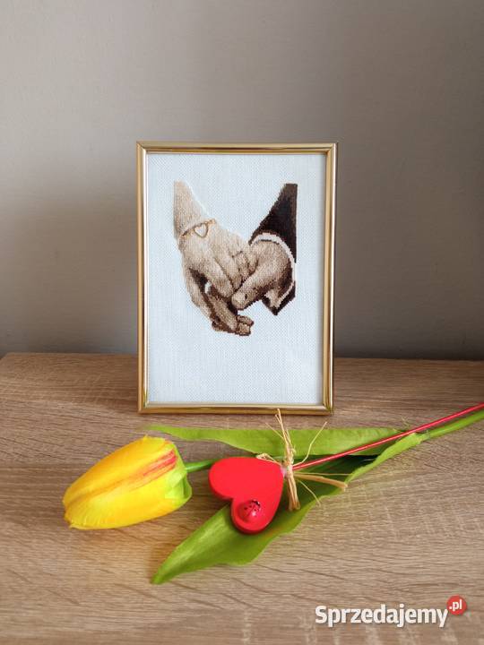 Pamiątka ślubu rękodzieło haft krzyżykowy Obrazki i obrazy Olsztyn