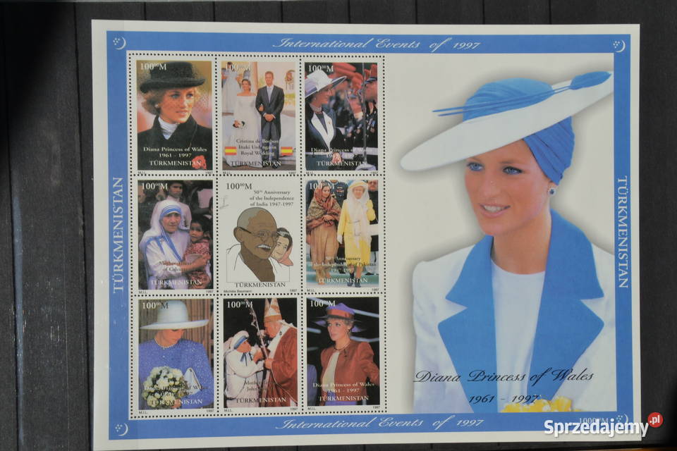Znaczki Papież Jan Paweł II i Diana Turkmenistan Sobótka sprzedam