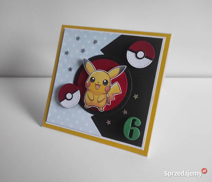 Kartka urodzinowa ręcznie robiona Pokemon Łódź