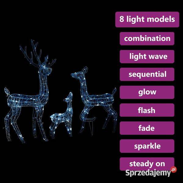 vidaXL Świąteczne renifery akrylowe 300 zimnych