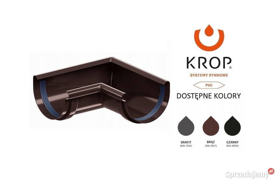 Krop NAROŻNIK WEWNĘTRZNY RYNNY PVC 125 BRĄZ Hajnówka sprzedam