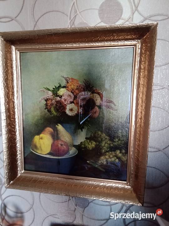 Obraz Flowers and fruit 1865 w ramie śląskie Chorzów sprzedam