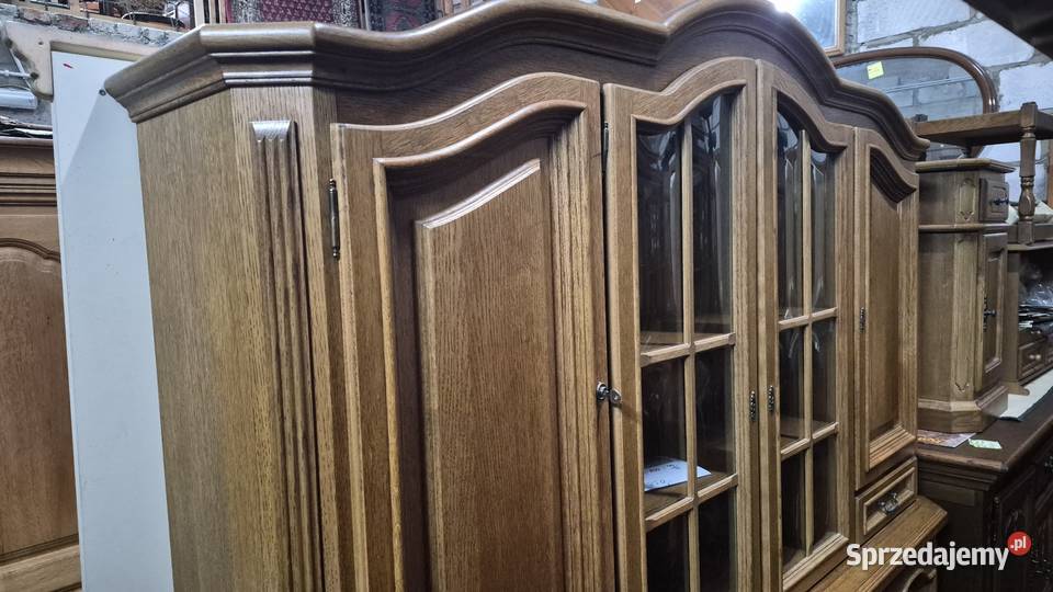 Biblioteka gabinetowa kredens witryna dębowa dąb