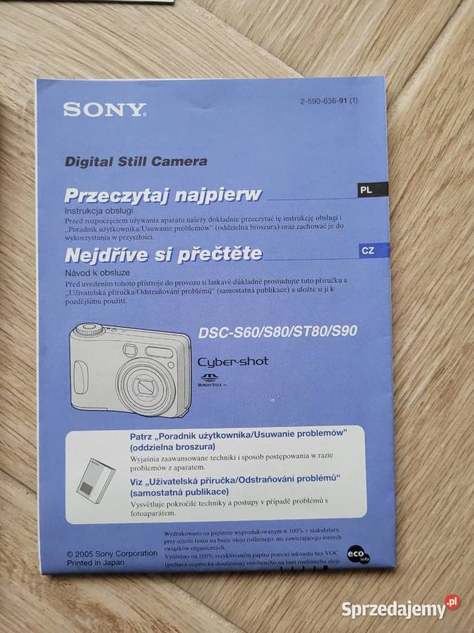 Sprzedam instrucję obsługi aparatu foto SONY dolnośląskie Wrocław