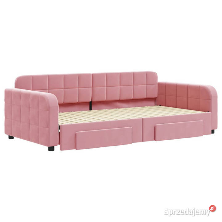 Sofa rozsuwana z szufladami różowa aksamit Warszawa