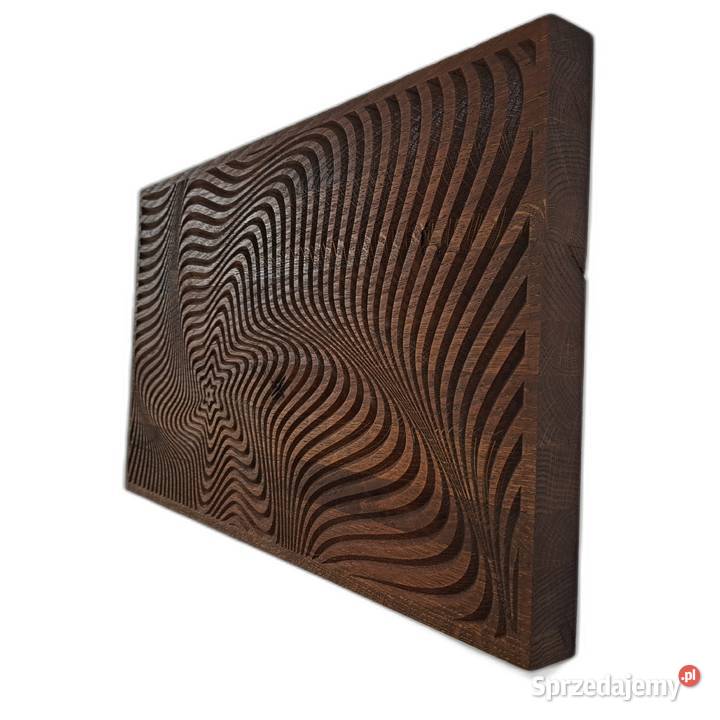 Abstrakcyjna dekoracja z drewna hipnotyczny wzór Malechowo