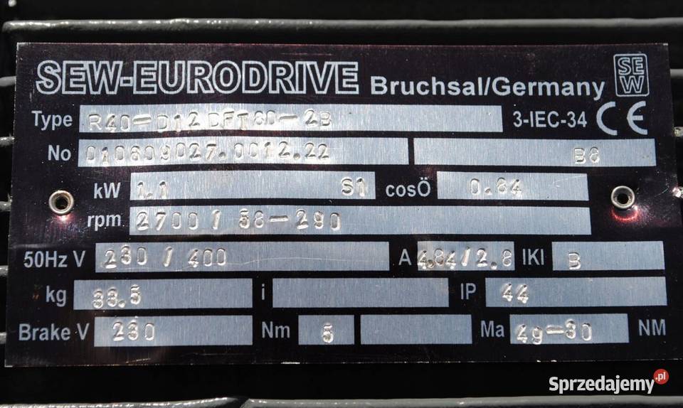 Motoreduktor 11kw z regulacją 58290obrmin SEW Kargowa sprzedam