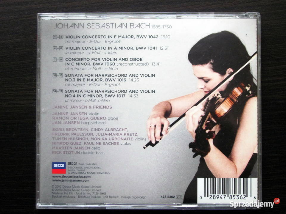 JSBach Concertos Janine Jansen CD stan idealny Sosnowiec