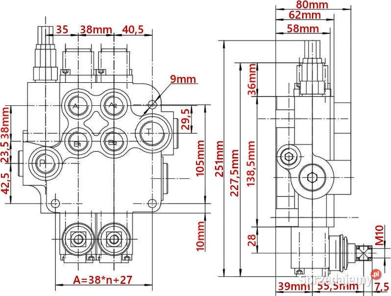 ROZDZIELACZ Hydrauliczny Monoblok 1 Sekcja 80L Solec Kujawski