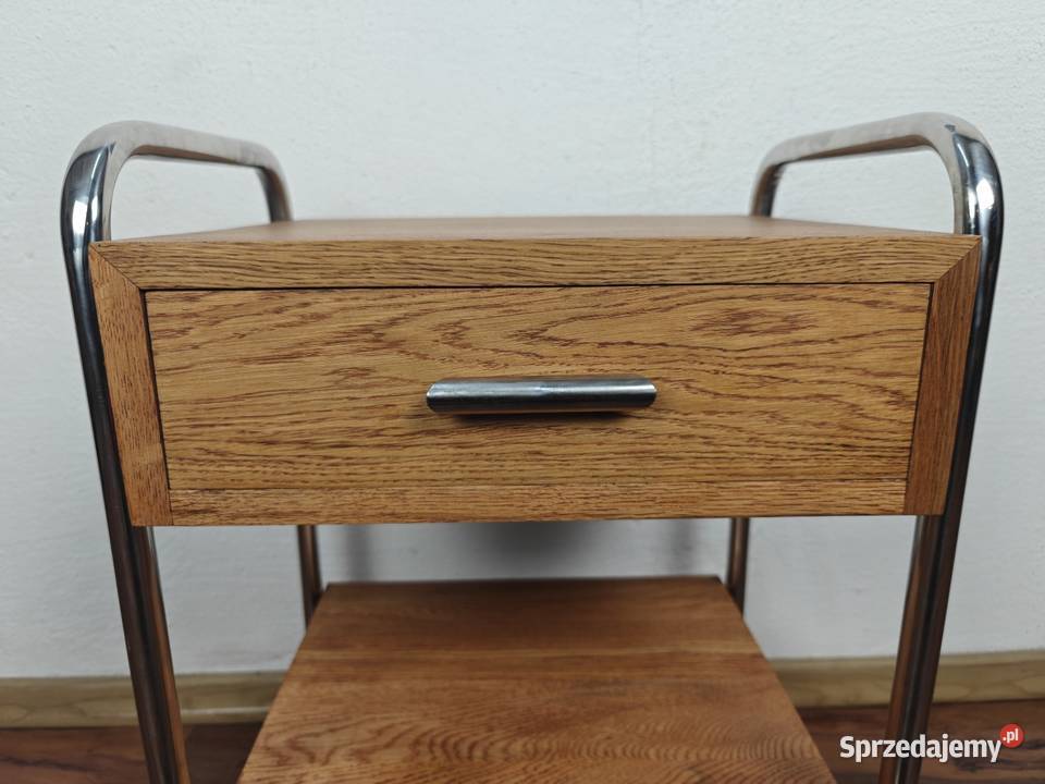 Szafka nocna lity dąb chrom teak Bauhaus Art Warszawa