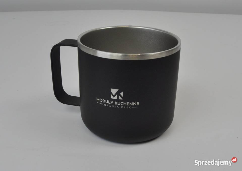 Kubek ze stali nierdz logo grawer 350 ml 10 czarny podkarpackie Leżajsk
