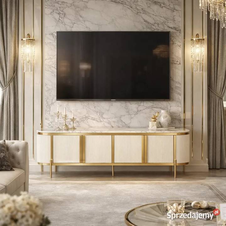 Komoda RTV złota kremowa Omega Glamour Premium Komody Golkowice