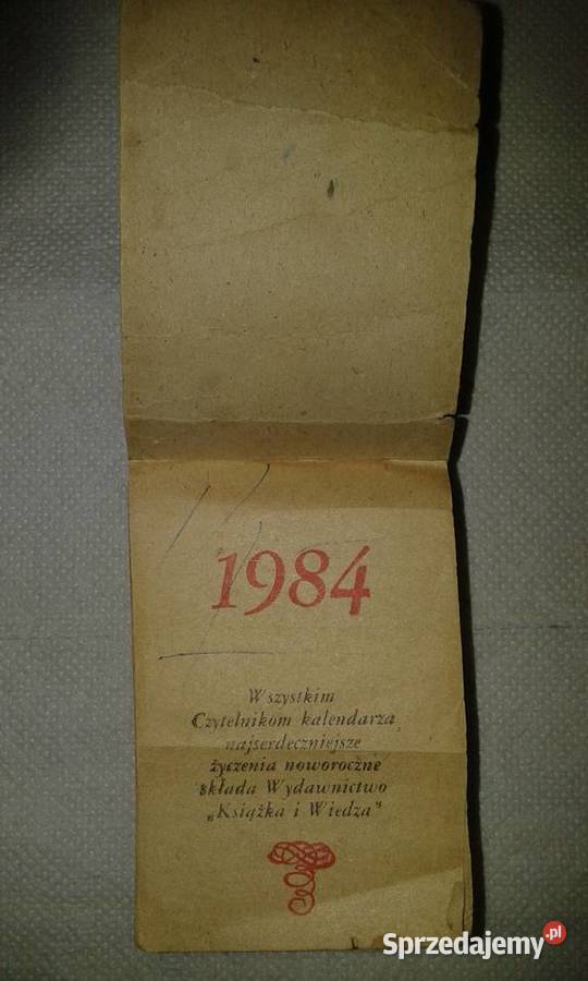 Metryczki, kartki z kalendarza zdzieraka - rok 1984