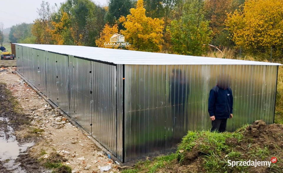 GARAŻ BLASZANY RZĄD 175m x 5m spad tył 4x Brama Domki narzędziowe Łapanów