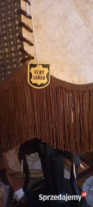 Drewniana rzeźbiona lampa Trzy słonie skórzany łódzkie Skierniewice sprzedam