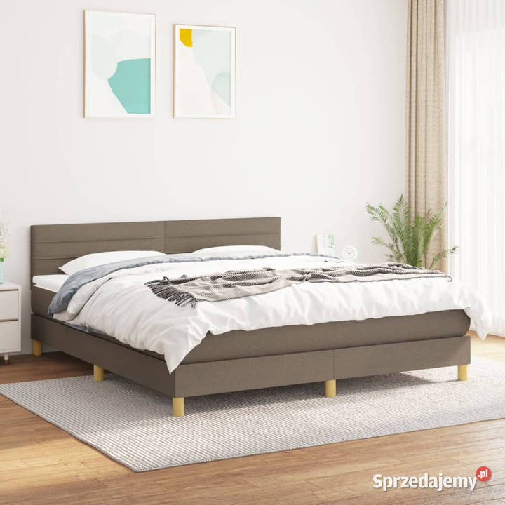 Łóżko kontynentalne z materacem taupe tkanina 160cm Warszawa