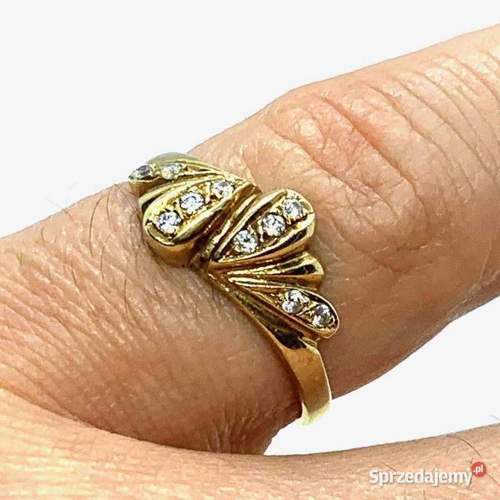 Złoty PIERŚCIONEK 14K królewny kamienie CUD 20 Warszawa