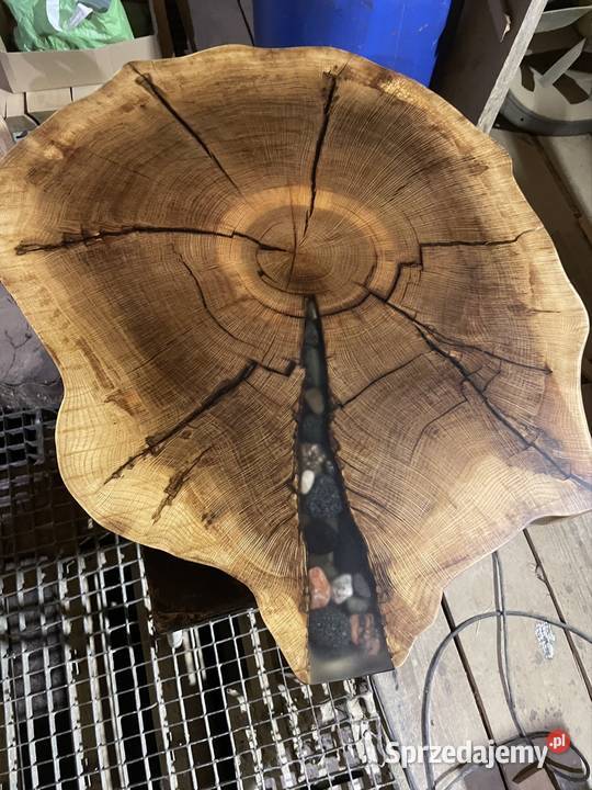 Stolik kawowy live edge dąb jesion wiąz ława