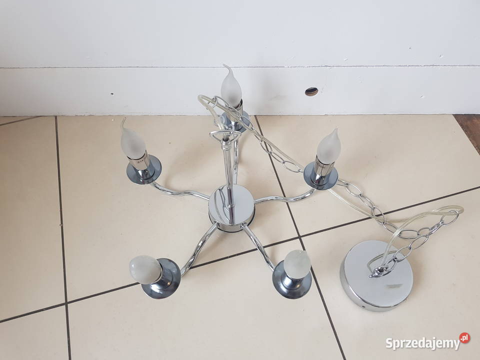 Lampa wisząca klasyczna żyrandol 5xE14 CHROM Warszawa