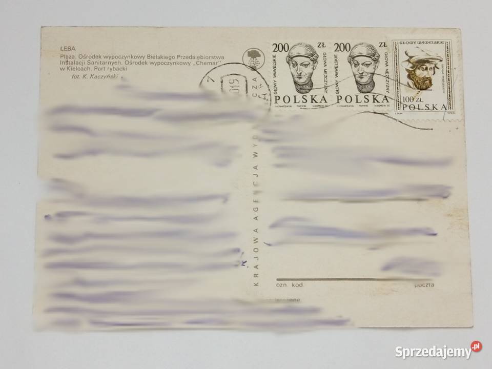 Pocztówka Łeba z 1979r 3 Znaczki Dąbrowa Górnicza