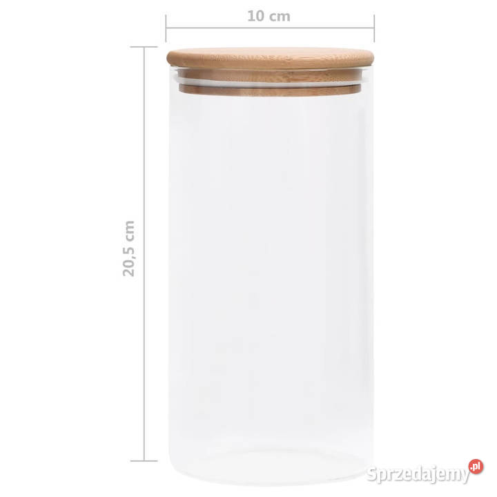 Szklane słoje z bambusową pokrywką 4 1200 ml