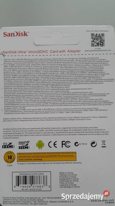 arta pamięci SanDisk Ultra micro SD 512 GB 150