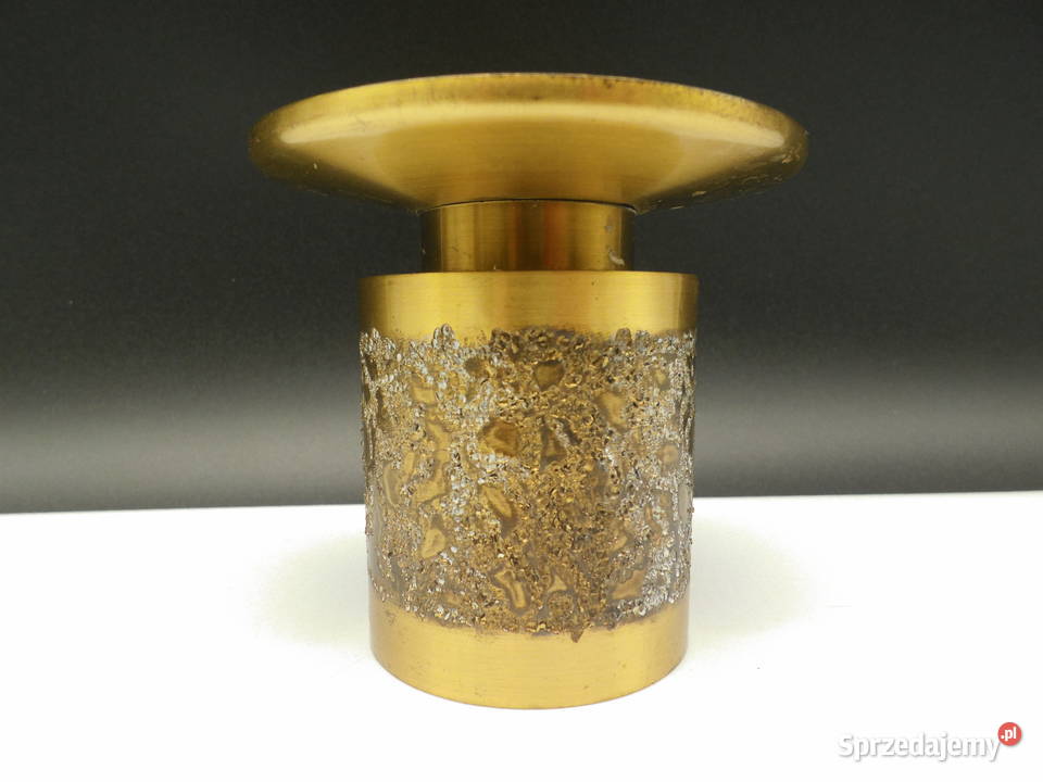 Świecznik Mosiężny antyczny Porcelana i szkło Raszków