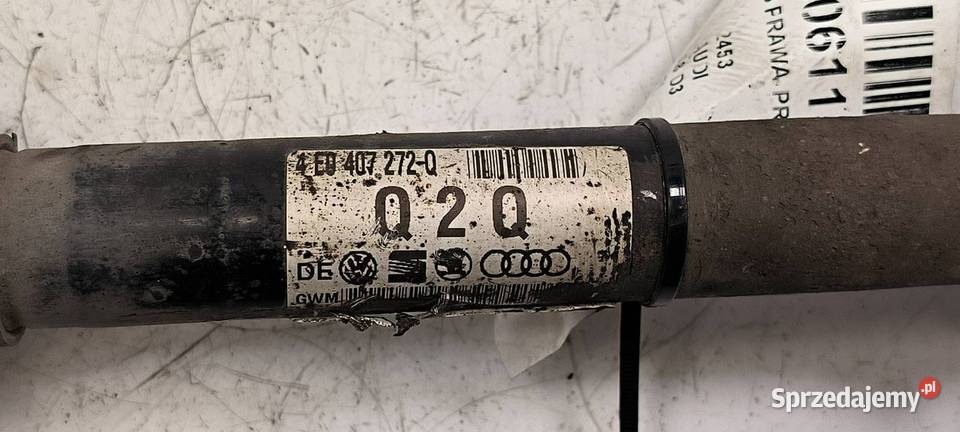 PÓŁOŚ PRAWA PRZÓD AUDI A8 D3 4E0407272Q osobowe Lipno