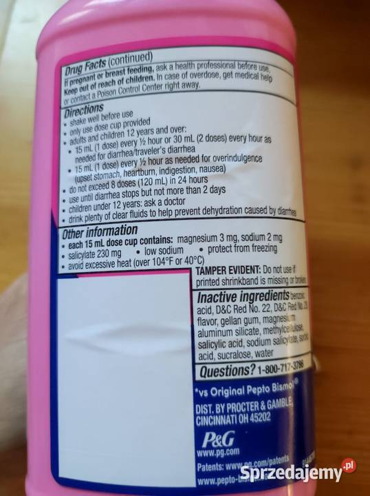 Pepto Bismol nudności zgaga niestrawność